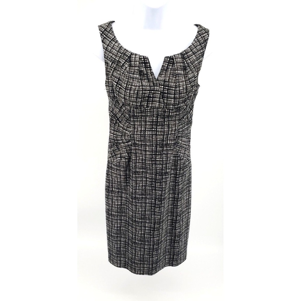 Adrianna Papell Womens Black White Mod Ruching 60's Mad Men Dress Size 6 Sheath
